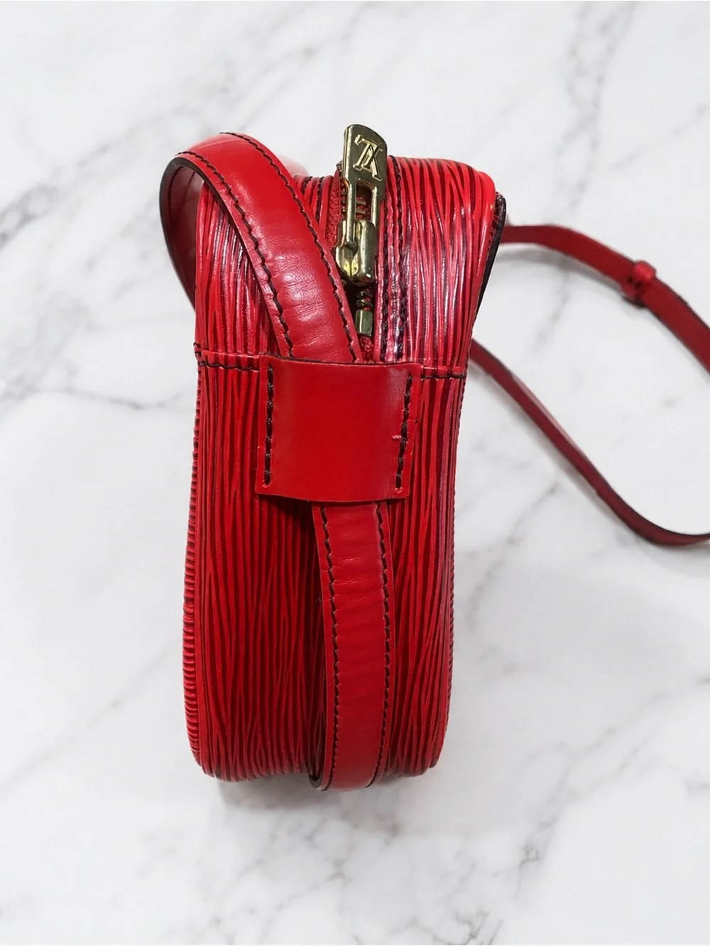 Louis Vuitton Red Epi Leather Crossbody with Gold Buckle